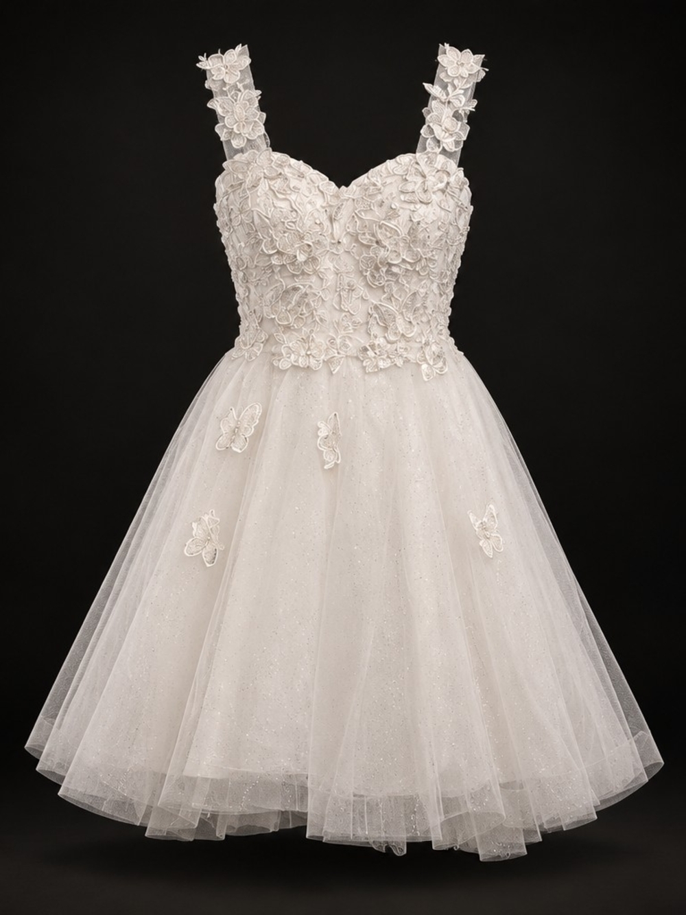 Amazon Ivory Floral Appliqué Tulle Party Dress